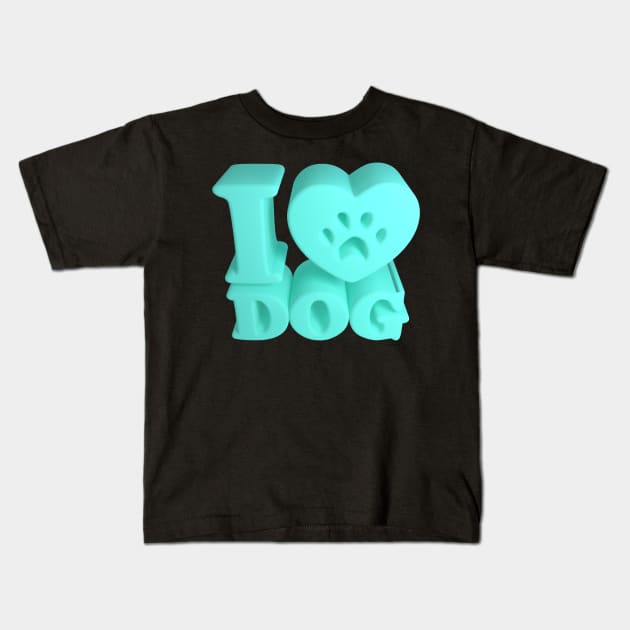 3D I Love Dog - Rubber Kids T-Shirt by 3DMe
